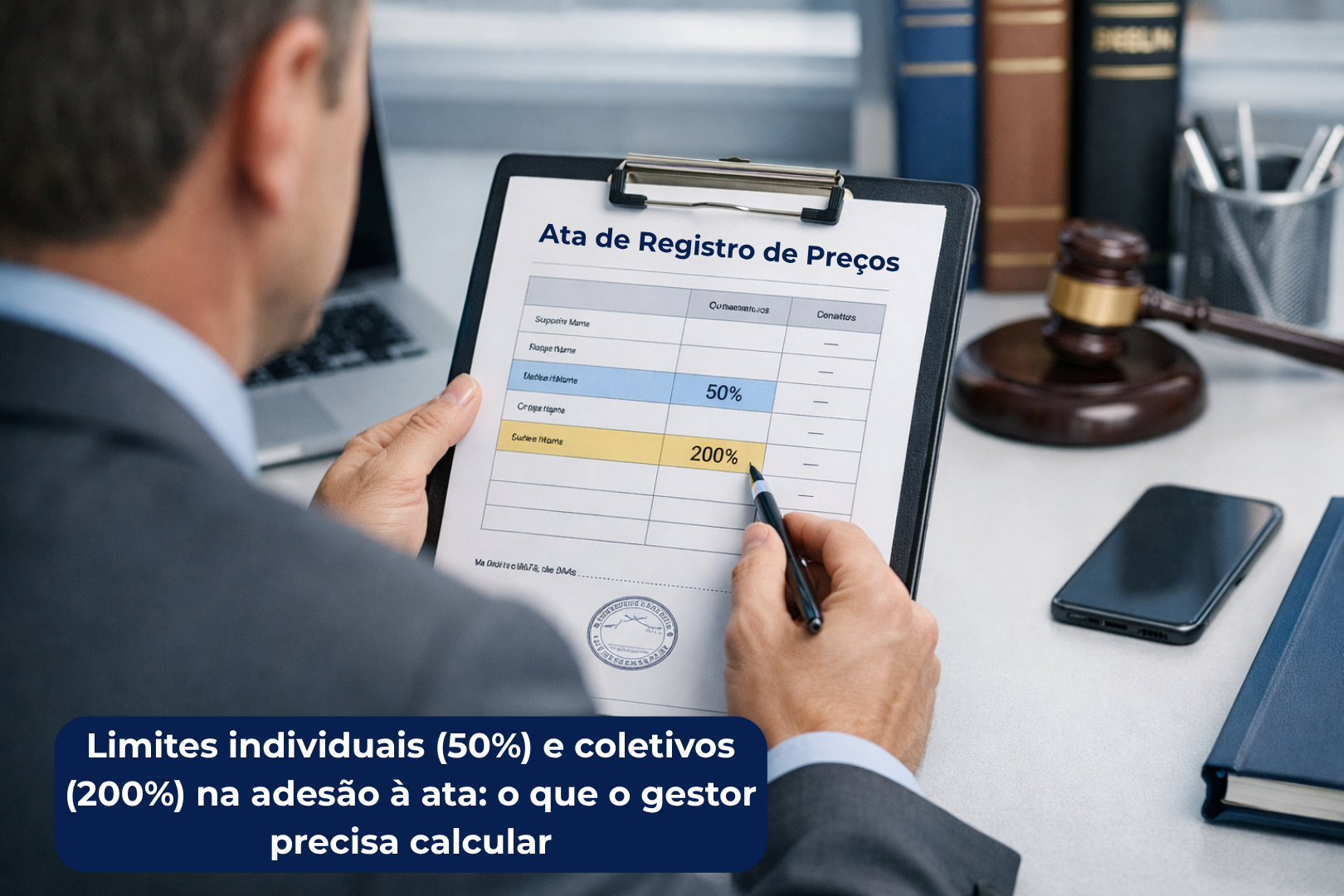 Limites individuais (50%) e coletivos (200%) na adesão à ata: o que o gestor precisa calcular