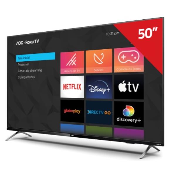 Televisor AOC 50U6125/78G: Smart TV DLED 50”| Ultra HD 4K| Comando De Voz| Roku TV| Wifi| Bluetooth| HDMI| USB| Lan Ethernet