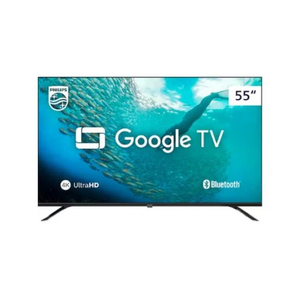 Televisor Smart Philips 55PUG7408/78: Smart TV 55"| Led UHD 4K| Comando De Voz| Google TV| Wi-fi| Bluetooth| HDMI| USB| LAN Ethernet