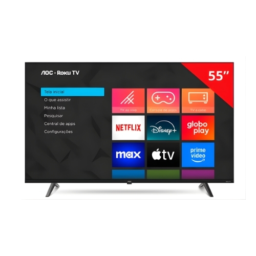 Televisor AOC 55U7045/78G: Smart TV 55"| UHD LED 4K| Comando De Voz| Roku TV| Wi-fi| Bluetooth| HDMI| USB
