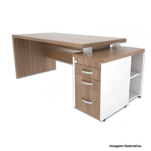 Mesa Trabalho Executiva Retangular Com Gaveteiro 190x80x74cm Premiatto 87164G014D - Portal de Adesões