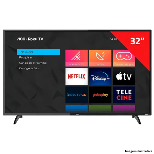 Televisor AOC Rocku TV 32S5195/78G: Smart TV 32"| UH LED| Roku TV| Wi-fi| Bluetooth| HDMI| USB - Portal de Adesões