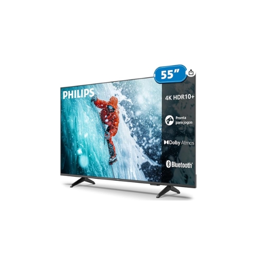 Televisor Philips 55PUG7300/78: Smart TV 55"| Led Ultra HD 4K| Comando De Voz| Google TV| Wi-fi| Bluetooth| HDMI| USB| LAN Ethernet