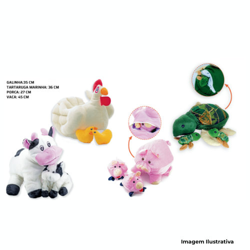 Brinquedo Pelúcia 4 Animais Com Filhotes Em Plush - Portal de Adesões