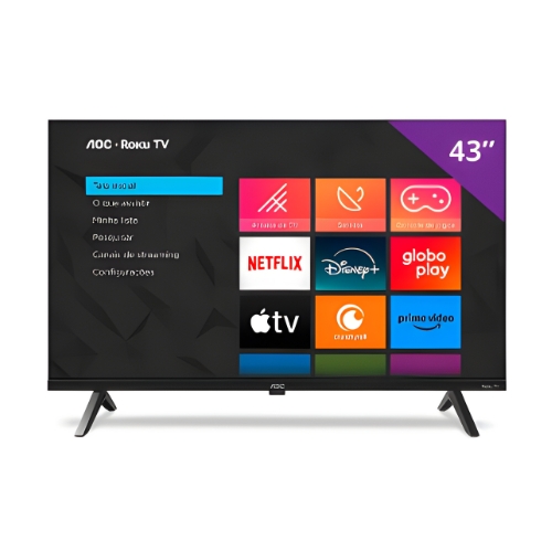 Televisor AOC 43S5045/78G: Smart TV 43"| DLED 4K| Comando De Voz| Roku TV| Wi-fi| Bluetooth| HDMI| USB| Lan Ethernet