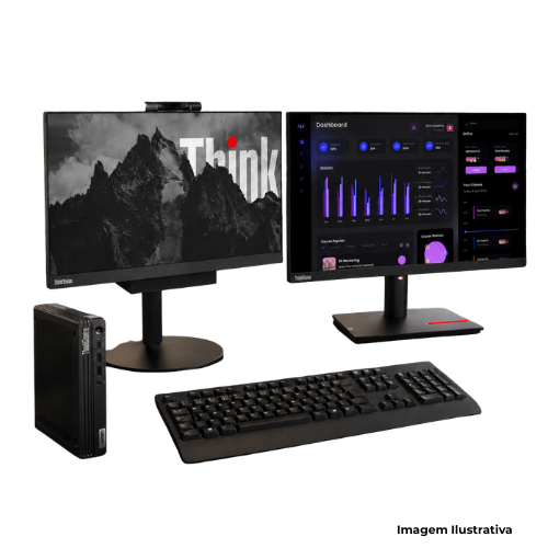 Computador Desktop Lenovo M75q: Processador Ryzen 5 Pro| 8GB RAM| 256GB SSD| Monitor 21,5"| Monitor 23,8"| Garantia 3 Anos On-Site - Portal de Adesões
