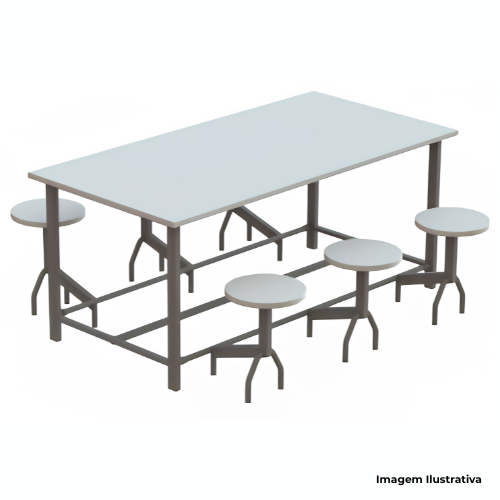 Mesa Retangular Com Assentos 6 Lugares 180x90x80cm Lunch MRCAES06 - Portal de Adesões