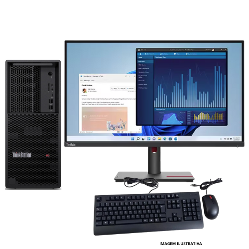 Workstation Lenovo ThinkStation P3: Processador i7| 32GB RAM| 512 GB SSD| NVIDIA RTX 4000| Monitor 27"| Garantia 5 Anos On-Site
