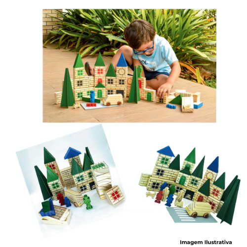 Brinquedo Big Construtor Em Madeira 50 Peças - Portal de Adesões