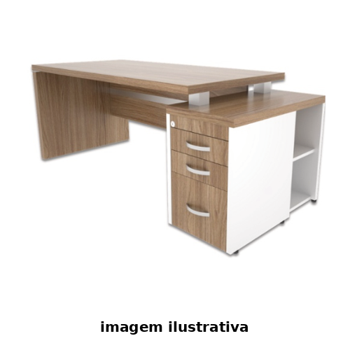 Mesa Trabalho Executiva Retangular Com Gaveteiro 190x80x74cm Premiatto 87164G014D - Portal de Adesões