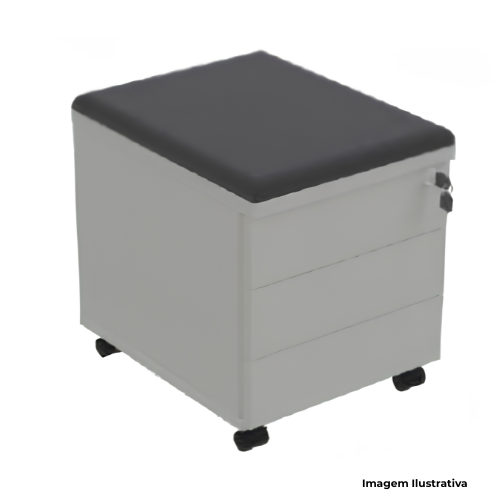 Gaveteiro Volante Com 3 Gavetas e Assento Estofado FIT GV3G04A 40x47x52cm - Portal de Adesões