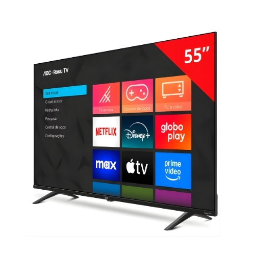Televisor AOC 55U7045/78G: Smart TV 55"| UHD LED 4K| Comando De Voz| Roku TV| Wi-fi| Bluetooth| HDMI| USB