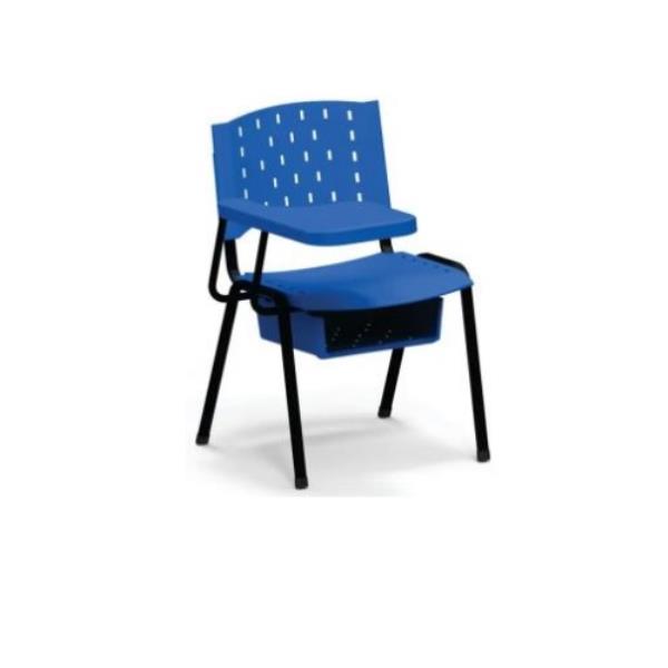 Cadeira Fixa Em Polipropileno Com Prancheta Fixa E Cesto Porta-Livros