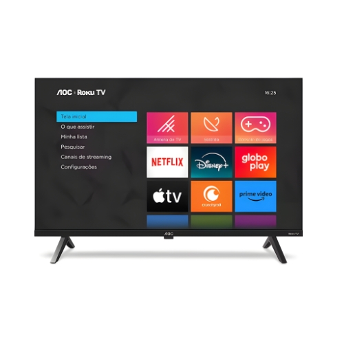 Televisor AOC 43S5045/78G: Smart TV 43"| DLED 4K| Comando De Voz| Roku TV| Wi-fi| Bluetooth| HDMI| USB| Lan Ethernet