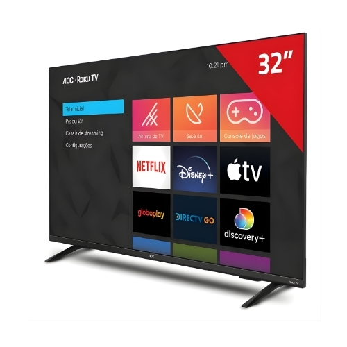 Televisor AOC 32S5155/78G: Smart TV DLED 32”| HD| Comando De Voz| Roku TV| Wifi| Bluetooth| HDMI| USB| Lan Ethernet
