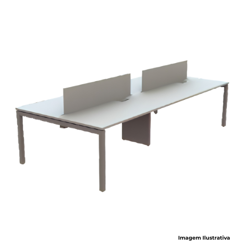 Mesa Escritório Plataforma 4 Lugares Posto Duplo Pés Cavalete FIT FTI1614EL + FTI1614EM 320x140x74cm - Portal de Adesões