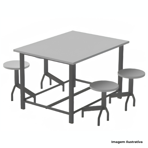 Mesa Retangular Com Assentos 4 Lugares 120x90x80cm Lunch MRCAES04 - Portal de Adesões
