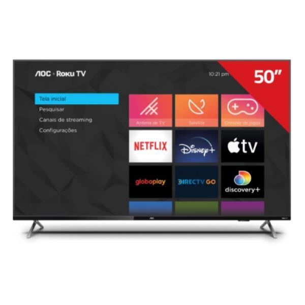Televisor AOC 50U6125/78G: Smart TV DLED 50”| Ultra HD 4K| Comando De Voz| Roku TV| Wifi| Bluetooth| HDMI| USB| Lan Ethernet
