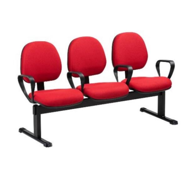 Assentos Múltiplos Estofados 03 Lugares Com Braços Encosto Baixo