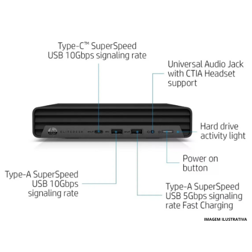 Computador Desktop HP Pro Mini 400 G9: Processador i5| 15GB RAM| 512GB SSD| Intel UHD 770| Não Inclui Monitor| Garantia 3 Anos On-Site