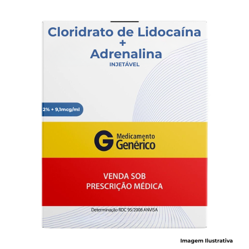 Cloridrato de Lidocaína 2% (20mg/ml) + Adrenalina 9,1mcg/ml (1:200.000)  Solução Injetável 20ml - Portal de Adesões