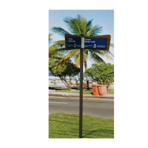 Placa De Identificação De Vias Públicas Com Mastro Em Inox 625x345mm