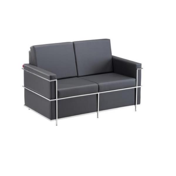 Sofá Com Estrutura Em Aço Inox Com Braços 02 Lugar