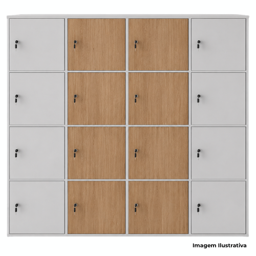 Armário Locker Alto Com 16 Portas Para Escritório LKA1616P 160x45x160cm - Portal de Adesões