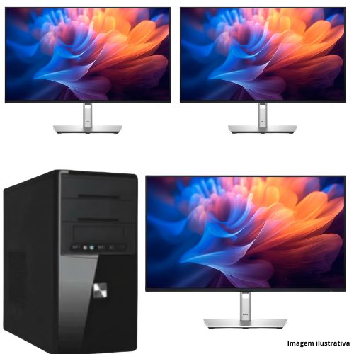 Workstation Torre 6525: Processador Ryzen™ Threadripper Pro| 128GB RAM| 4TB SSD| 3x Monitor 23,8"| Garantia 3 Anos On-Site