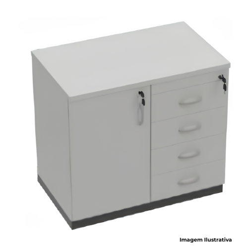 Armário Baixo Com 1 Porta e 4 Gavetas Para Escritório Genius 780274G 80x50x74cm - Portal de Adesões