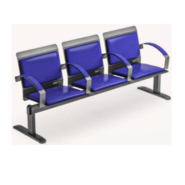 Longarina 03 Lugares Com Braços Conchas Metálicas